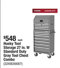 The Home Depot Husky Tool Storage 27 in. W Standard Duty Gray Tool Chest Combo offer