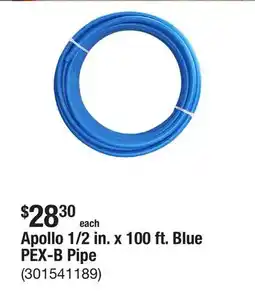 The Home Depot Apollo 1/2 in. x 100 ft. Blue PEX-B Pipe offer