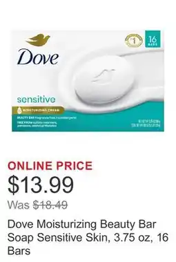 Costco Dove Moisturizing Beauty Bar Soap Sensitive Skin, 3.75 oz, 16 Bars offer