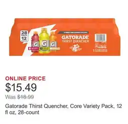 Costco Gatorade Thirst Quencher, Core Variety Pack, 12 fl oz, 28-count offer