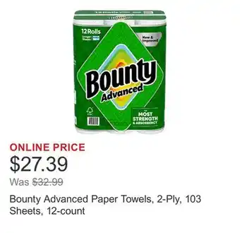 Costco Bounty Advanced Paper Towels, 2-Ply, 103 Sheets, 12-count offer