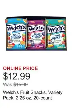 Costco Welch's Fruit Snacks, Variety Pack, 2.25 oz, 20-count offer