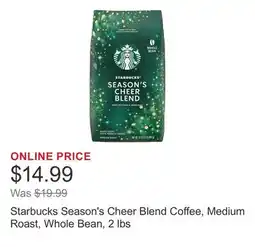 Costco Starbucks Season's Cheer Blend Coffee, Medium Roast, Whole Bean, 2 lbs offer