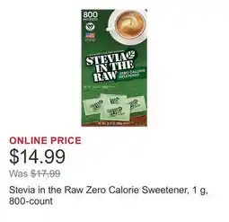Costco Stevia in the Raw Zero Calorie Sweetener, 1 g, 800-count offer