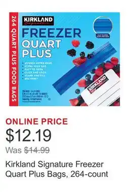 Costco Kirkland Signature Freezer Quart Plus Bags, 264-count offer