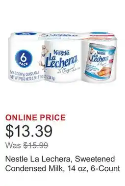 Costco Nestle La Lechera, Sweetened Condensed Milk, 14 oz, 6-Count offer