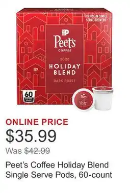 Costco Peet's Coffee Holiday Blend Single Serve Pods, 60-count offer