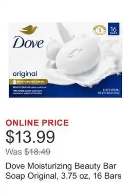 Costco Dove Moisturizing Beauty Bar Soap Original, 3.75 oz, 16 Bars offer