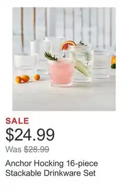 Costco Anchor Hocking 16-piece Stackable Drinkware Set offer