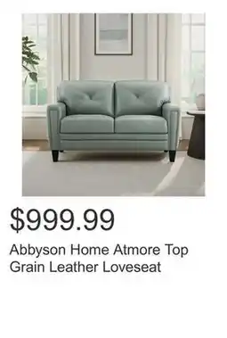 Costco Abbyson Home Atmore Top Grain Leather Loveseat offer