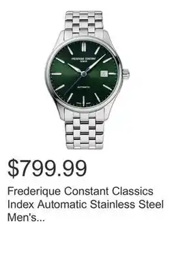 Costco Frederique Constant Classics Index Automatic Stainless Steel Men's Watch, 40mm offer
