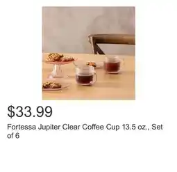 Costco Fortessa Jupiter Clear Coffee Cup 13.5 oz., Set of 6 offer