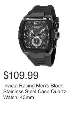 Costco Invicta Racing Men's Black Stainless Steel Case Quartz Watch, 43mm offer
