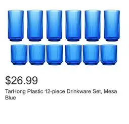 Costco TarHong Plastic 12-piece Drinkware Set, Mesa Blue offer