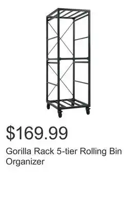 Costco Gorilla Rack 5-tier Rolling Bin Organizer offer
