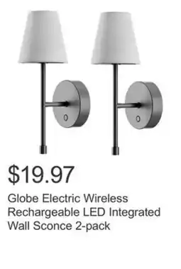 Costco Globe Electric Wireless Rechargeable LED Integrated Wall Sconce 2-pack offer