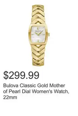Costco Bulova Classic Gold Mother of Pearl Dial Women's Watch, 22mm offer