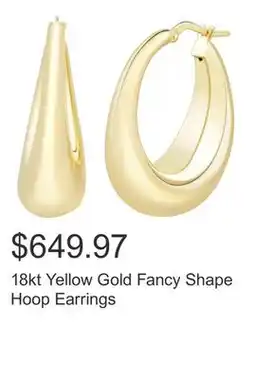 Costco 18kt Yellow Gold Fancy Shape Hoop Earrings offer