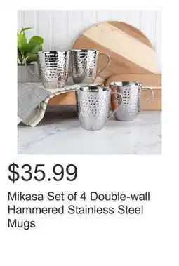 Costco Mikasa Set of 4 Double-wall Hammered Stainless Steel Mugs offer