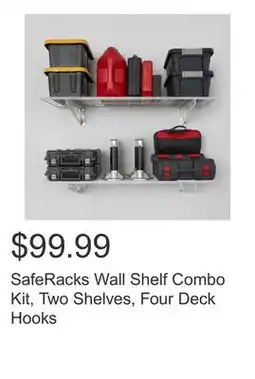 Costco SafeRacks Wall Shelf Combo Kit, Two Shelves, Four Deck Hooks offer