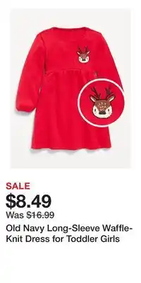 Old Navy Old Navy Long-Sleeve Waffle-Knit Dress for Toddler Girls offer
