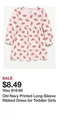 Old Navy Old Navy Printed Long-Sleeve Ribbed Dress for Toddler Girls offer