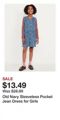 Old Navy Old Navy Sleeveless Pocket Jean Dress for Girls offer
