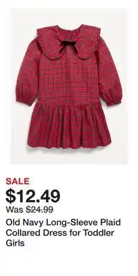 Old Navy Old Navy Long-Sleeve Plaid Collared Dress for Toddler Girls offer