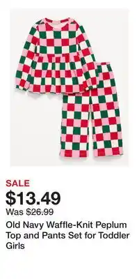 Old Navy Old Navy Waffle-Knit Peplum Top and Pants Set for Toddler Girls offer