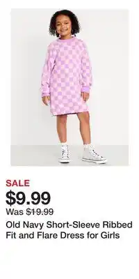 Old Navy Old Navy Short-Sleeve Ribbed Fit and Flare Dress for Girls offer