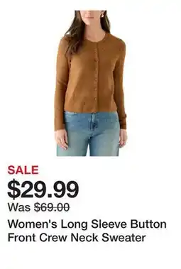 Belk Women's Long Sleeve Button Front Crew Neck Sweater offer