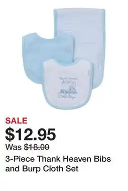 Belk 3-Piece Thank Heaven Bibs and Burp Cloth Set offer