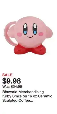 Game Stop Bioworld Merchandising Kirby Smile on 16 oz Ceramic Sculpted Coffee Mug offer