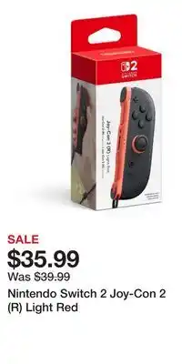 Game Stop Nintendo Switch 2 Joy-Con 2 (R) Light Red offer