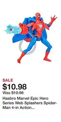 Game Stop Hasbro Marvel Epic Hero Series Web Splashers Spider-Man 4-in Action Figure offer