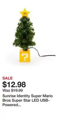 Game Stop Sunrise Identity Super Mario Bros Super Star LED USB-Powered Light-Up Desktop Holiday Tree offer