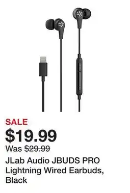 Office Depot JLab Audio JBUDS PRO Lightning Wired Earbuds, Black offer