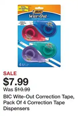Office Depot BIC Wite-Out Correction Tape, Pack Of 4 Correction Tape Dispensers offer