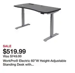 Office Depot WorkPro Electric 60W Height-Adjustable Standing Desk with Wireless Charging, Black offer
