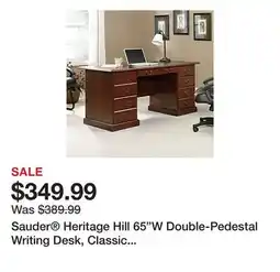 Office Depot Sauder Heritage Hill 65W Double-Pedestal Writing Desk, Classic Cherry offer