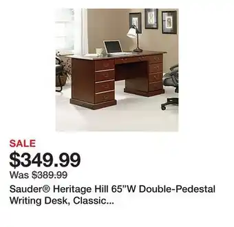 Office Depot Sauder Heritage Hill 65W Double-Pedestal Writing Desk, Classic Cherry offer