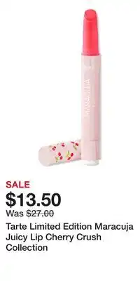 Ulta Beauty Tarte Limited Edition Maracuja Juicy Lip Cherry Crush Collection offer