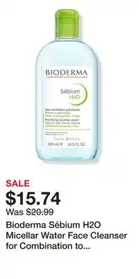 Ulta Beauty Bioderma Sébium H2O Micellar Water Face Cleanser for Combination to Oily Skin offer
