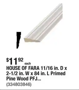 The Home Depot HOUSE OF FARA 11/16 in. D x 2-1/2 in. W x 84 in. L Primed Pine Wood PFJ Casing Moulding offer