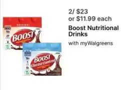 Walgreens Boost Nutritional Drinks offer