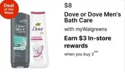 Walgreens Dove or Dove Men's Bath Care offer