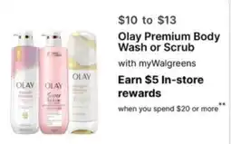 Walgreens Olay Premium Body Wash or Scrub offer