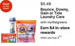 Walgreens Bounce, Downy, Gain or Tide Laundry Care offer