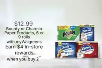 Walgreens Bounty or Charmin Paper Products offer