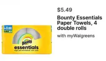 Walgreens Bounty Essentials Paper Towels offer